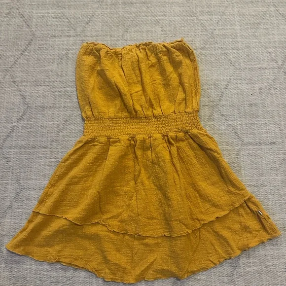 Revolution Yellow Strapless Sundress with Ruched and Ruffled Details - Picture 2 of 3